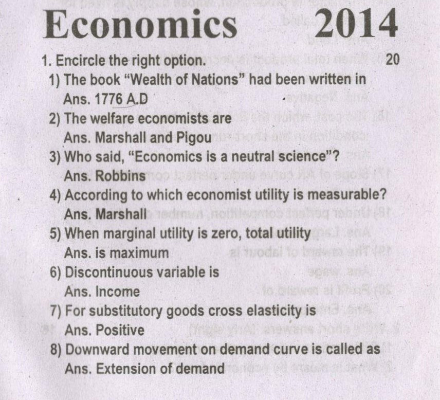 Economics past paper
